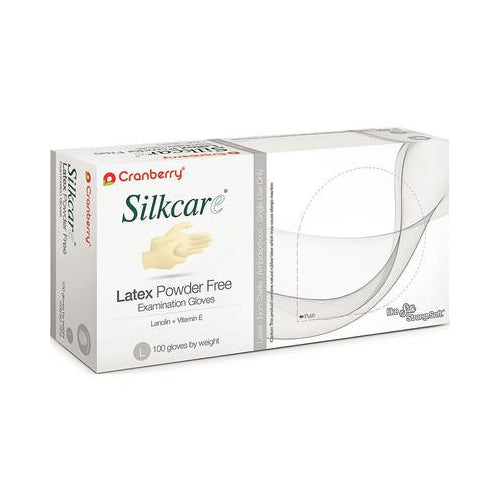 Cranberry 7818 Silkcare Latex Examination Gloves Powder Free Large 100/Bx Cranberry 7818 Silkcare Latex Examination Gloves Powder Free Large 100/Bx